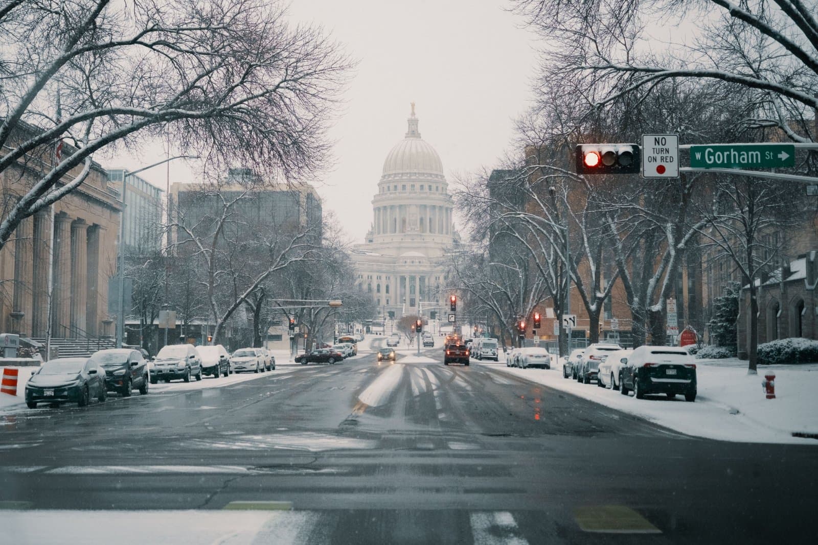Winter street scene in Madison Wisconsin